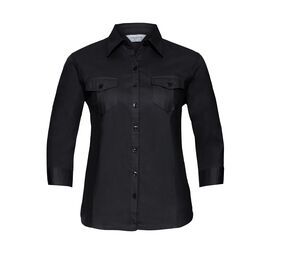 Russell Collection JZ18F - Ladies` Roll 3/4 Sleeve Shirt Black