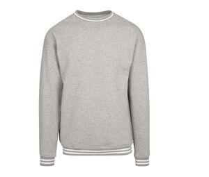 Build Your Brand BY104 - Sweat contrasting stripes Heather Grey / White