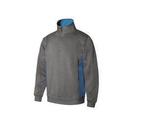 VELILLA V5704 - SWEAT BICOLORE COL ZIPPÉ Grey / Sky Blue