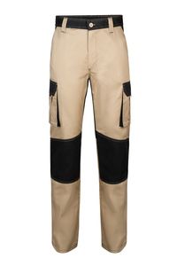 Velilla 103020B - TWO-TONE TROUSERS SAND BEIGE/BLACK