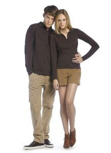 B&C BC425 - 100% cotton long-sleeved polo shirt